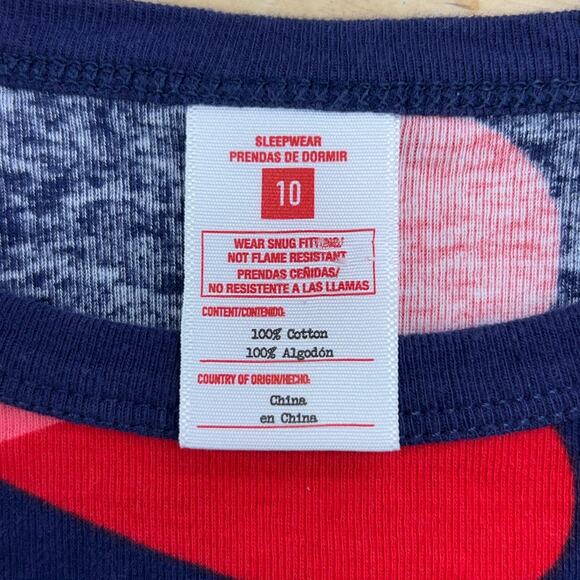 Target Childrens Size 10 Pajama Set Navy Blue Two Tone Heart Long Sleeve - Picture 11 of 16